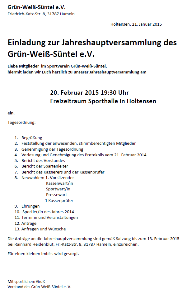 Einladungsschreiben Einladungsschreiben